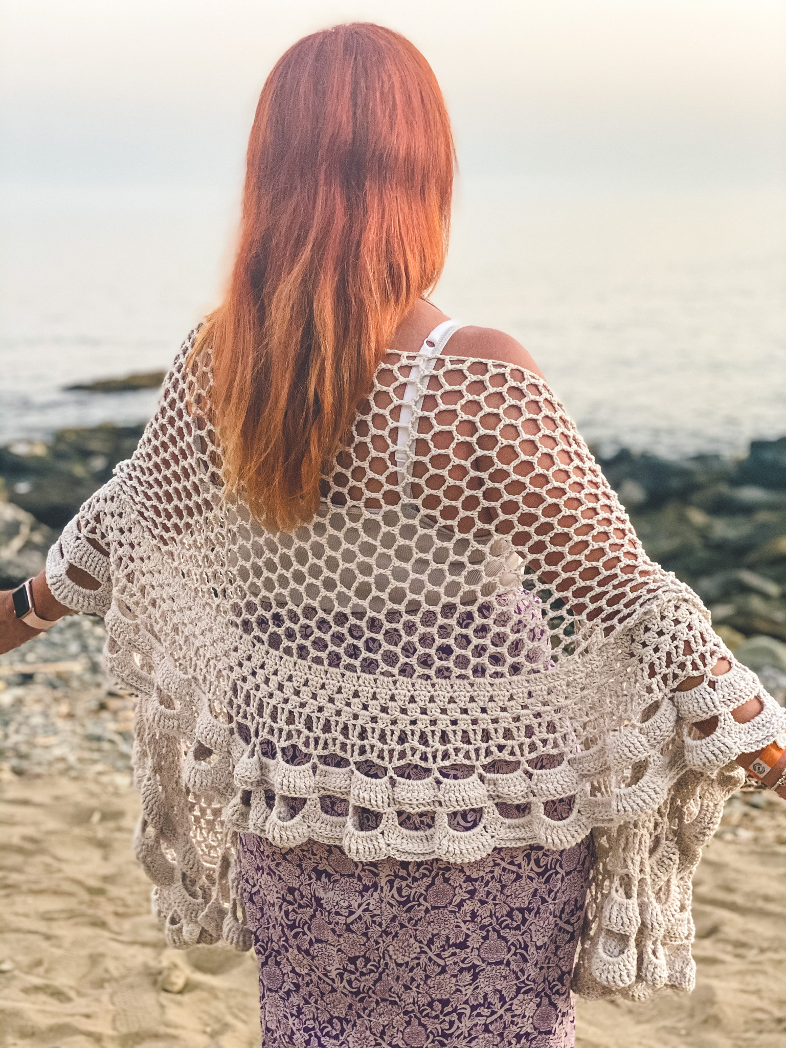 Chal Amaia de crochet en algodón ligero, patrón gratuito accesible