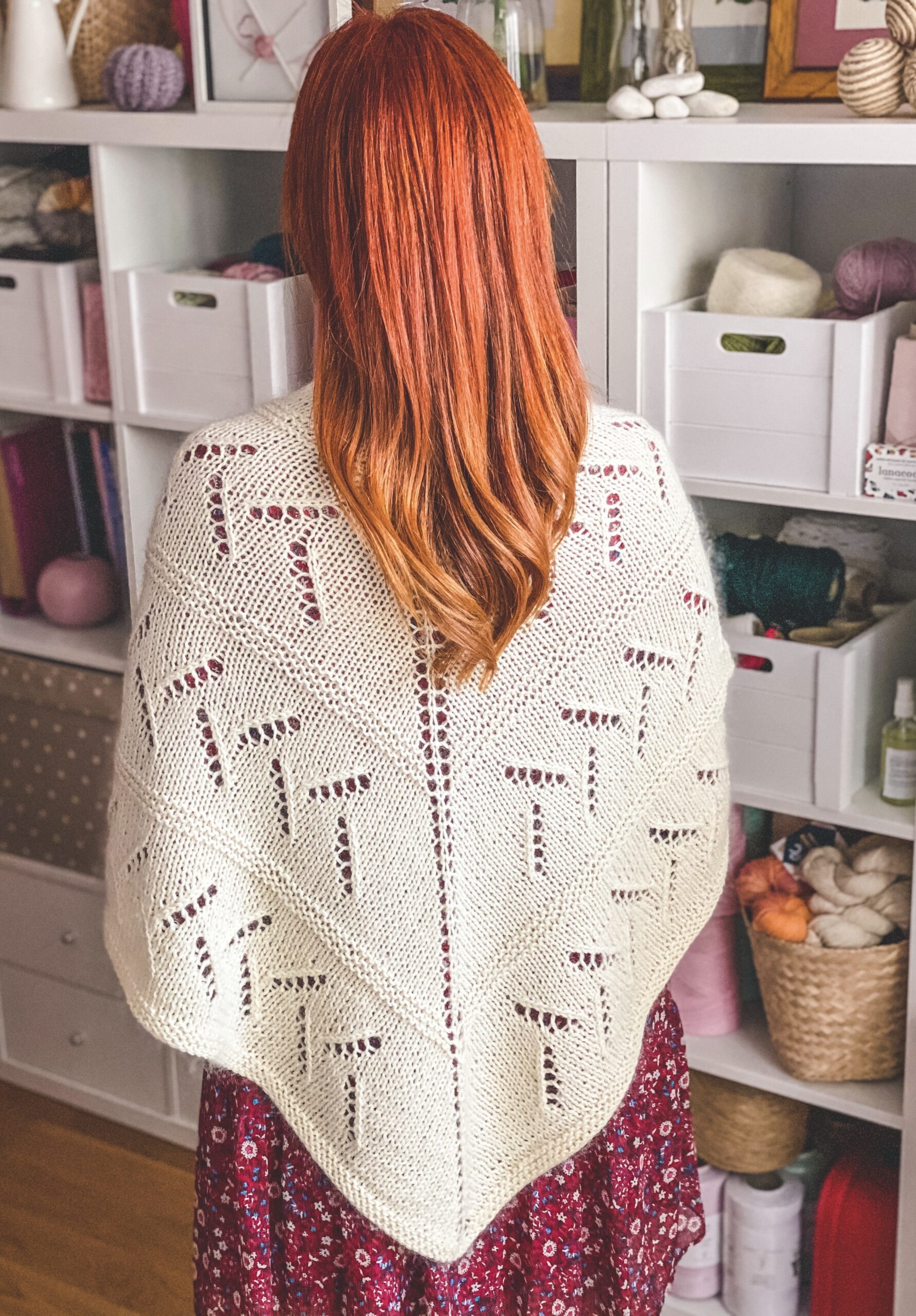 Chal Txime tejido a dos agujas en lana merino, patrón gratuito accesible