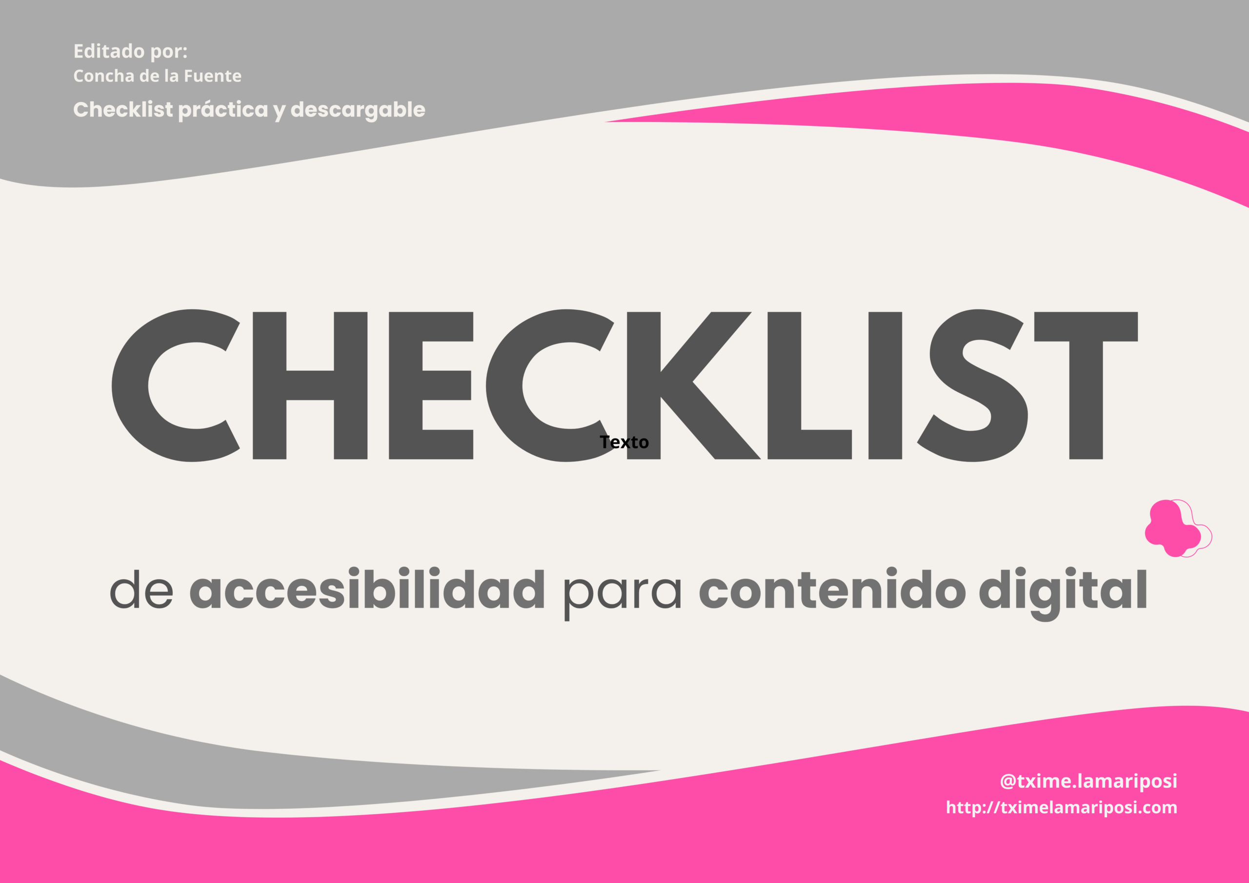 Portada de la checklist accesible en tonos gris y fucsia.